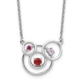 Amethyst Garnet Pink Tourmaline Circles 2 Inch Extension Necklace Sterling Silver Polished QG6740-1…