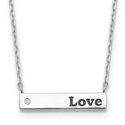 CZ Love Enamel Bar 2 Inch Extension Necklace Sterling Silver Rhodium-Plated QG6623-16, MPN: QG6623-…