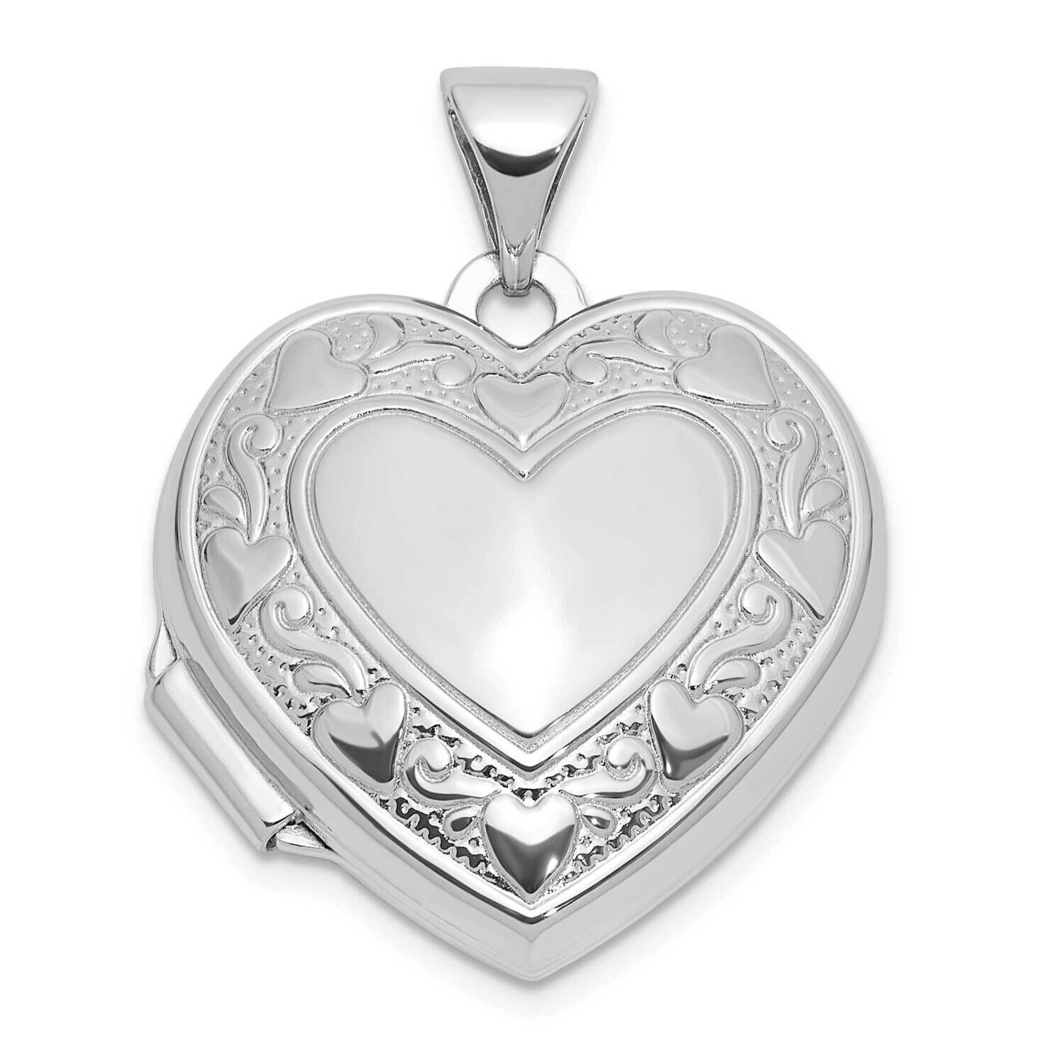 Rhod-Plated Heart Border 18mm Love You Reversible Heart Locket Sterling Silver QLS1142, MPN: QLS114…