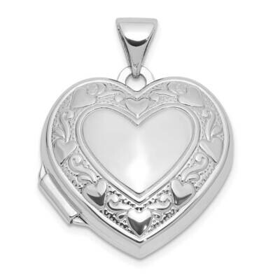 Rhod-Plated Heart Border 18mm Love You Reversible Heart Locket Sterling Silver QLS1142, MPN: QLS114…