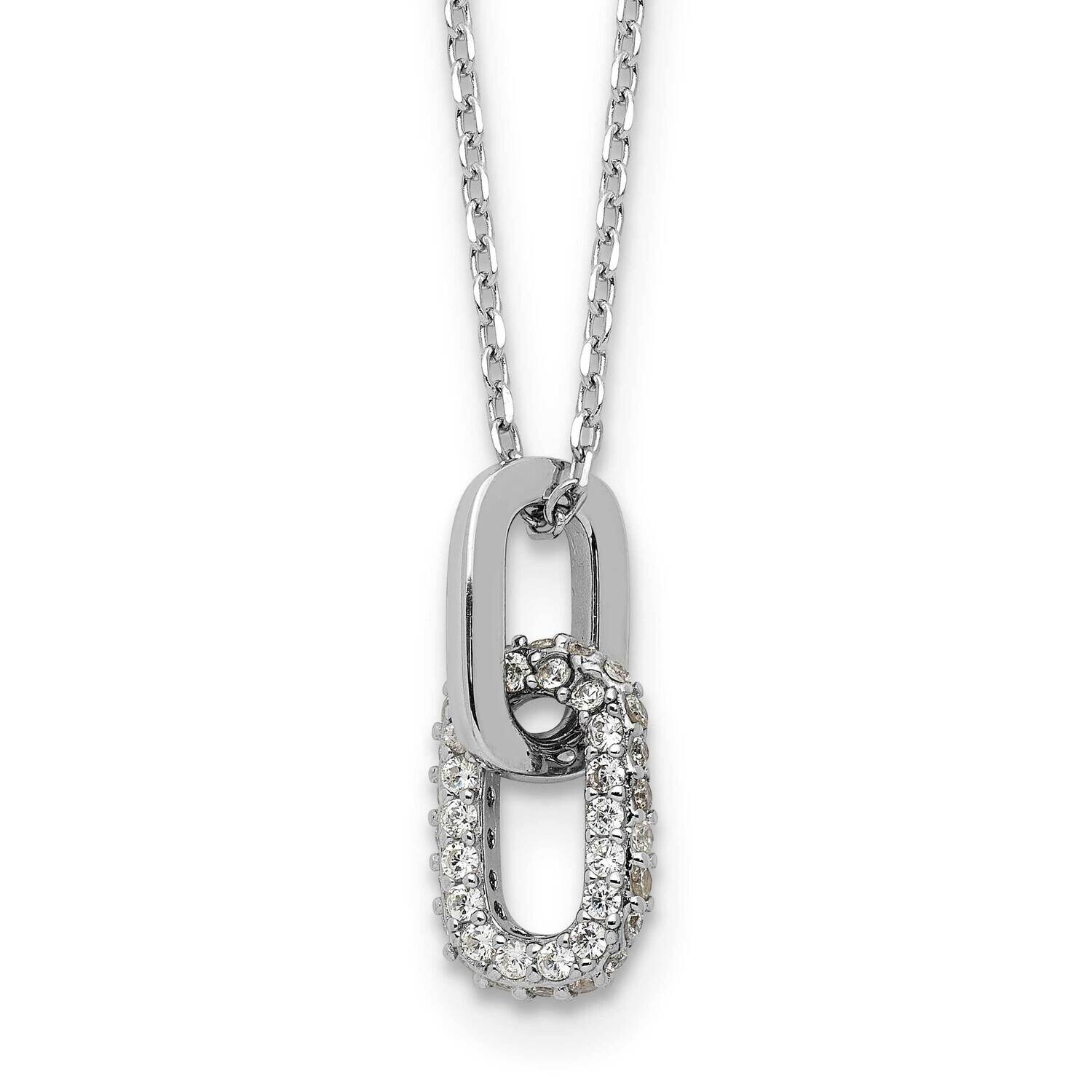 Micro Pave CZ 16 Inch 2 Inch Extension Necklace Sterling Silver Rhodium-Plated QG6639-16, MPN: QG66…