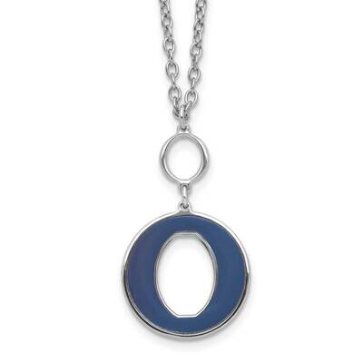 18 Inch 2 Inch Extension Blue Enamel Circle Necklace Sterling Silver Rhodium-Plated QG6712-18, MPN:…