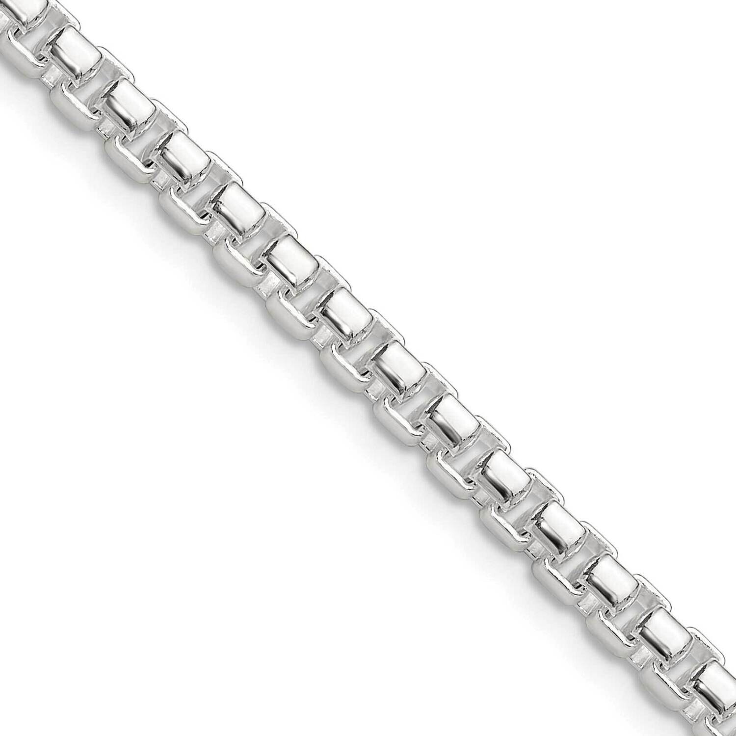 4mm Round Box Chain 20 Inch Sterling Silver Polished QFC224-20, MPN: QFC224-20,