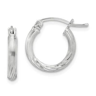 2.5mm Polished Satin Diamond-Cut Hoop Earrings Sterling Silver QE4429SP, MPN: QE4429SP,