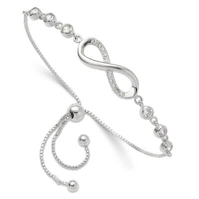CZ Infinity Adjustable Bracelet Sterling Silver Polished QG6268, MPN: QG6268,