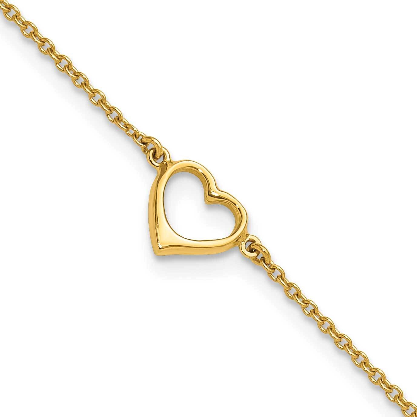 Rhodium Gold-Tone Open Heart 10In Anklet Sterling Silver QG6287GP-10, MPN: QG6287GP-10,