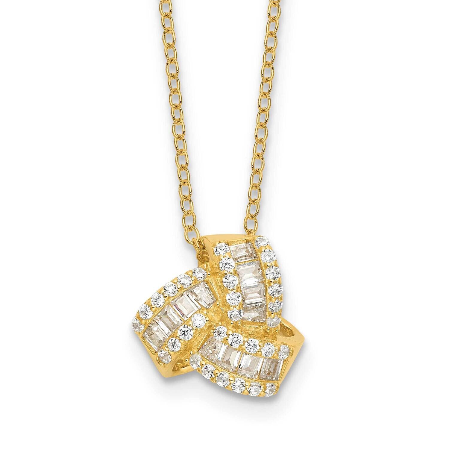 Gold-Tone CZ Love Knot 18 Inch Necklace Sterling Silver QG6651GP-18, MPN: QG6651GP-18,