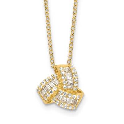 Gold-Tone CZ Love Knot 18 Inch Necklace Sterling Silver QG6651GP-18, MPN: QG6651GP-18,