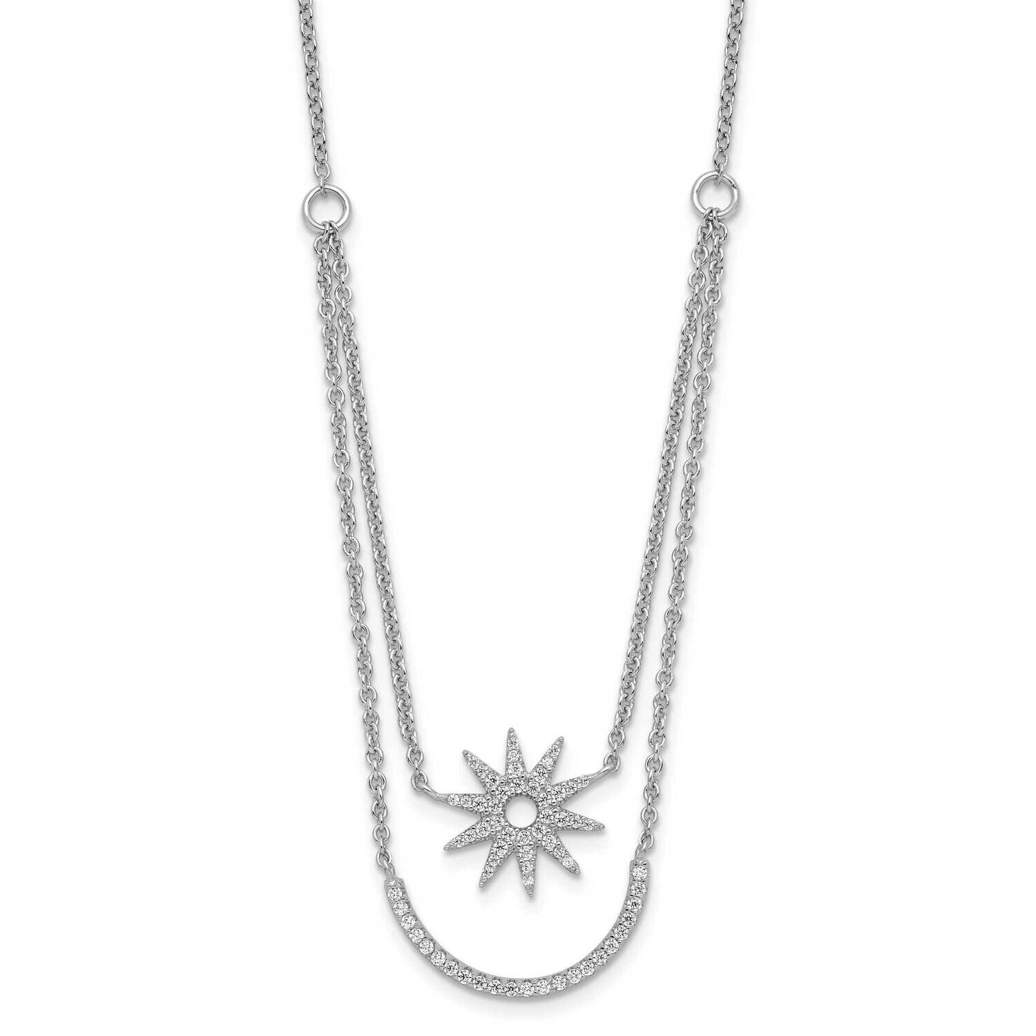 Two StrCZ Star 16 Inch 1.5 Inch Extension Necklace Sterling Silver Rhodium-Plated QG6693-16, MPN: Q…
