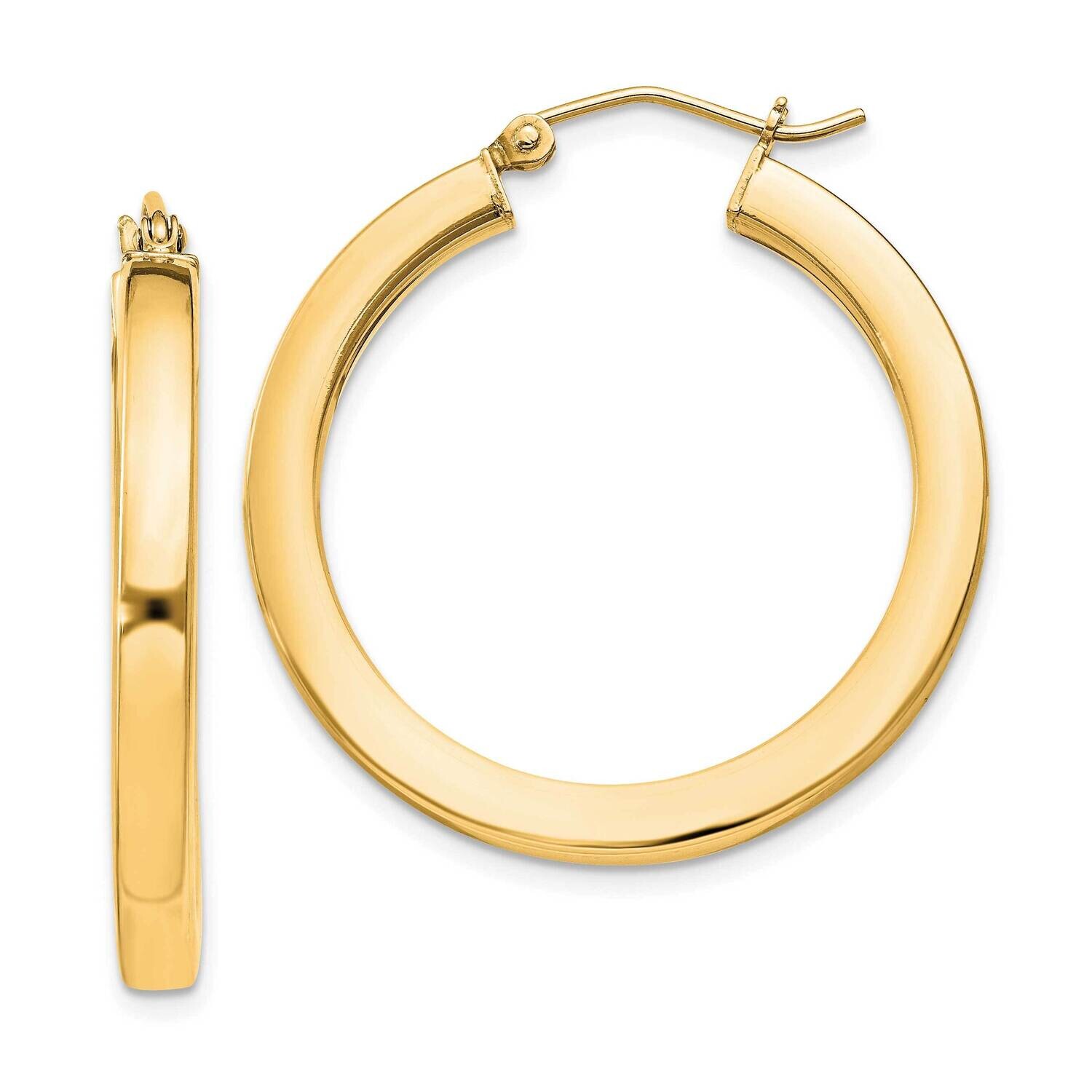 Flash Gold-Plated 3X30mm Square Tube Hoop Earrings Sterling Silver QE825GP, MPN: QE825GP,