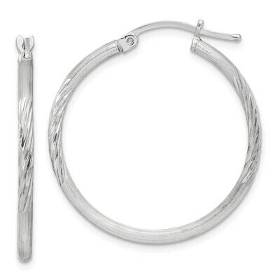 2mm Polished Satin Diamond-Cut Hoop Earrings Sterling Silver QE4419SP, MPN: QE4419SP,