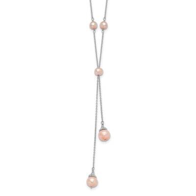 Rh-Plated Pink Fwc Pearl 9 Station 2 Inch Extension Necklace Sterling Silver QH5475P-16, MPN: QH547…
