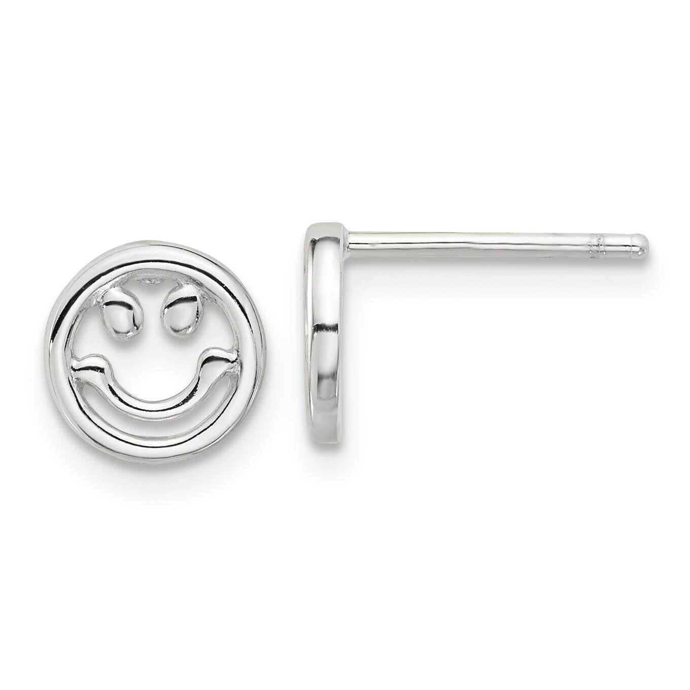 E-Coated Smiley Face Post Earrings Sterling Silver QE17607, MPN: QE17607,
