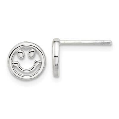 E-Coated Smiley Face Post Earrings Sterling Silver QE17607, MPN: QE17607,