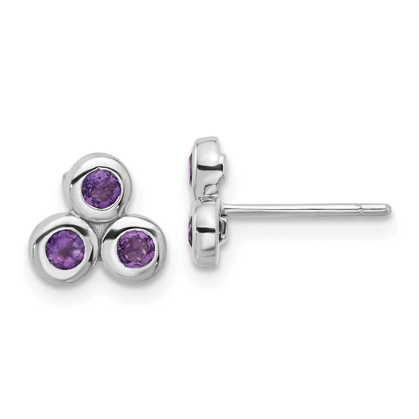 Amethyst Post Earrings Sterling Silver Rhodium-Plated QE17758AM, MPN: QE17758AM,