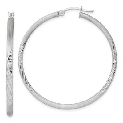 2.5mm Polished Satin Diamond-Cut Hoop Earrings Sterling Silver QE4431SP, MPN: QE4431SP,