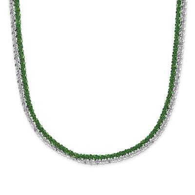 Rhodium &amp; Green-Plated 2-StrAdjustable Necklace Sterling Silver QH5109-18, MPN: QH5109-18,