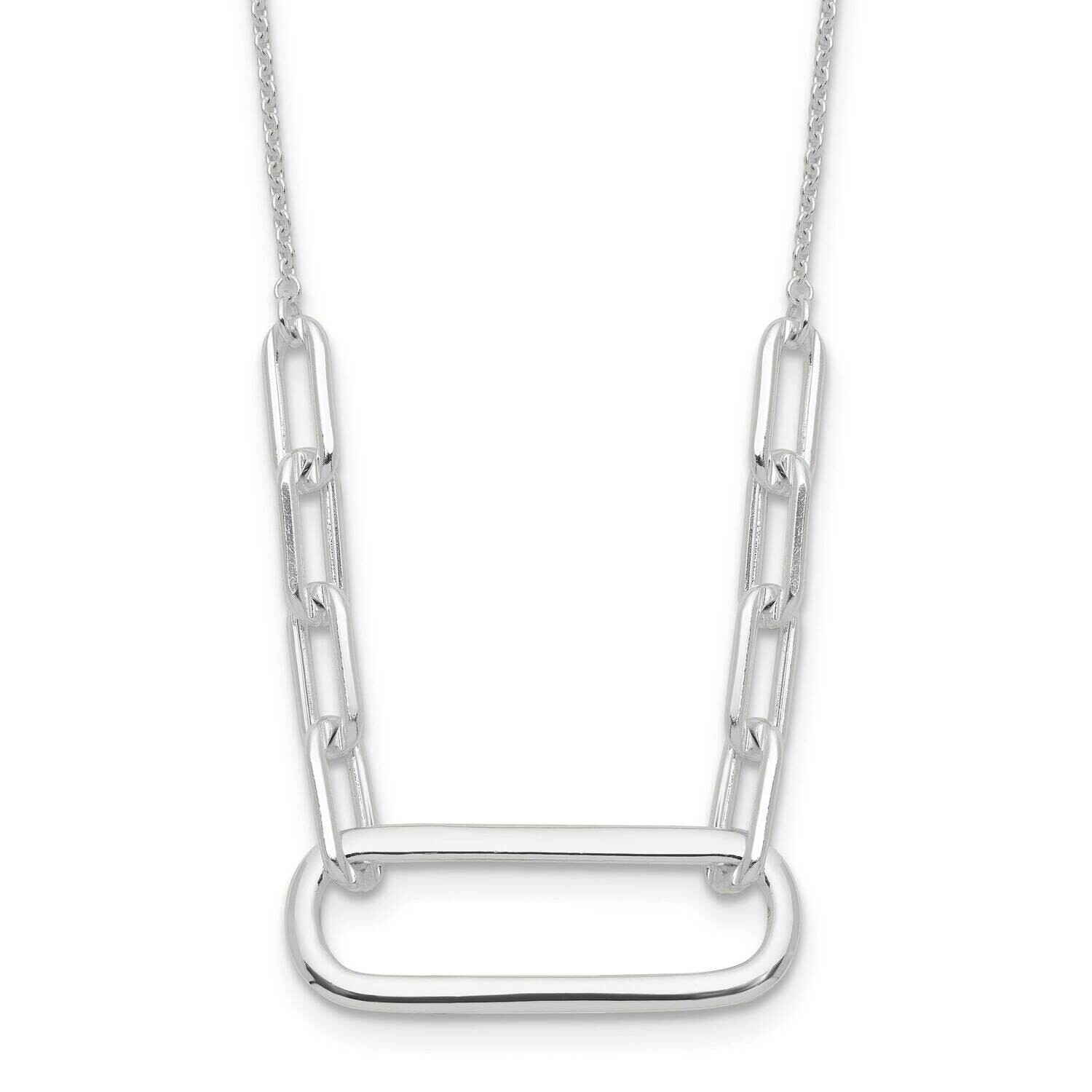 E-Coated Large Paperclip Link Center 17.5 Inch Necklace Sterling Silver QG6664-17.5, MPN: QG6664-17…