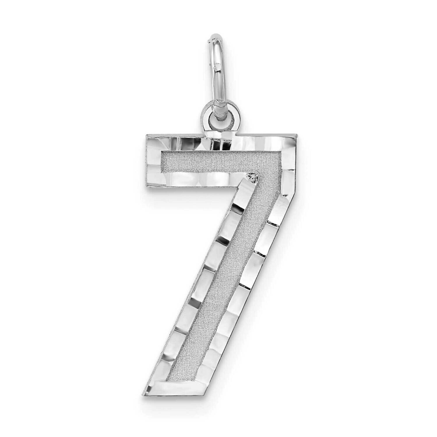 Large Diamond-Cut #7 Charm Sterling Silver Rhodium-Plated QLN07, MPN: QLN07,