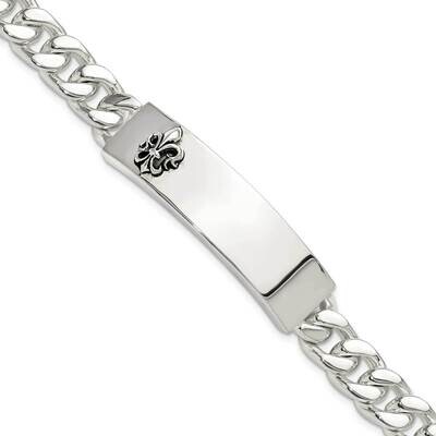 Enameled Fleur-De-Lis Id Men&#39;s Bracelet 8.5 Inch Sterling Silver QID240-8.5 by Men&#39;s Jewelry and Ac…