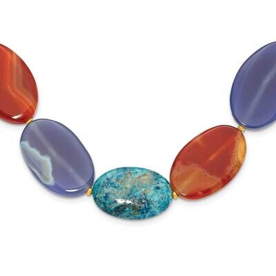 Gold-Plated Agate Jade Sardonyx 2 Inch Extension Necklace Sterling Silver QH5709-18.5, MPN: QH5709-…