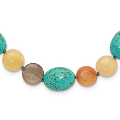 Fwc Pearl Jade Recon Magnesite Sardonyx Necklace Sterling Silver QH5704-19, MPN: QH5704-19,