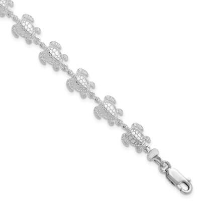 Sea Turtle Bracelet 7.5 Inch Sterling Silver Polished QH5572-7.5, MPN: QH5572-7.5, 637218146628
