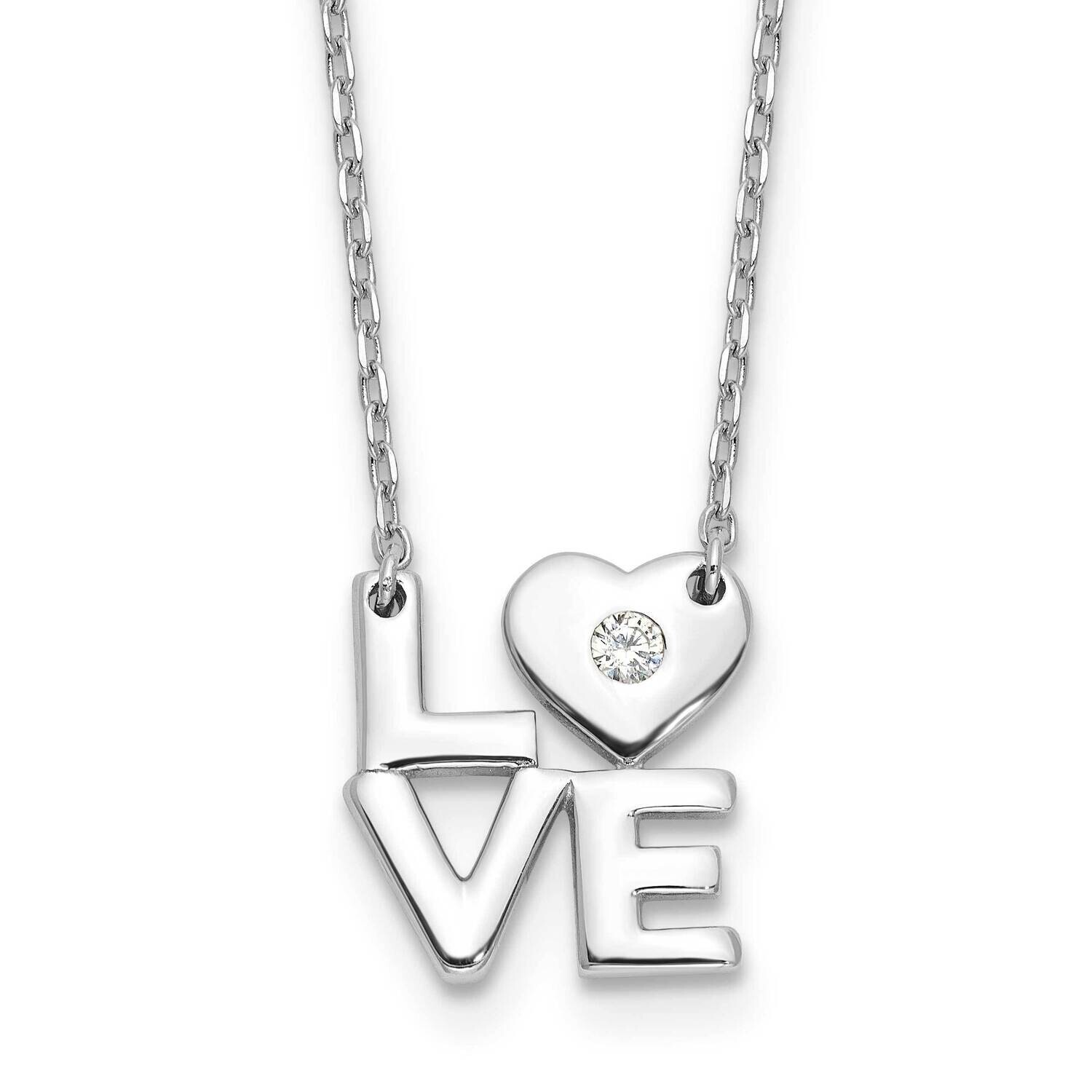 CZ Love 16 Inch 2 Inch Extender Necklace Sterling Silver Rhodium-Plated QG6624-16
