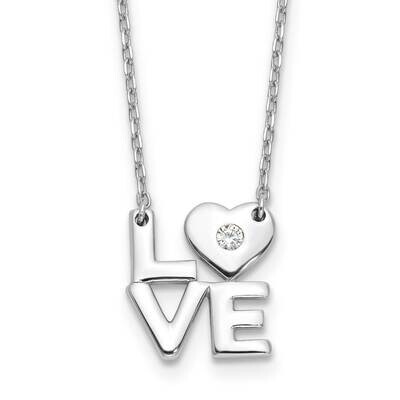 CZ Love 16 Inch 2 Inch Extender Necklace Sterling Silver Rhodium-Plated QG6624-16, MPN: QG6624-16,