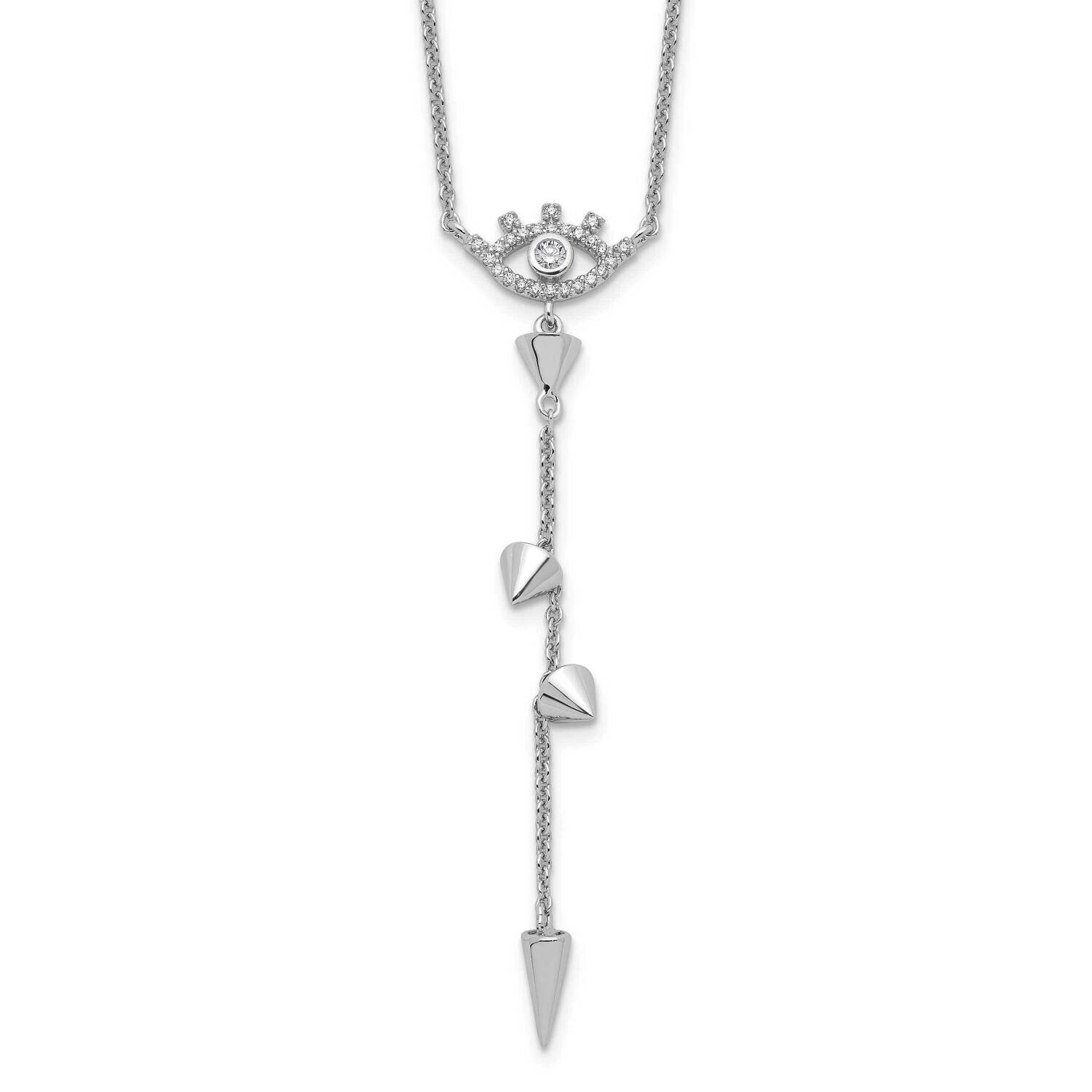 Evil Eye CZ 18 Inch 2 Inch Extension Necklace Sterling Silver Rhodium-Plated QG6629-18, MPN: QG6629…
