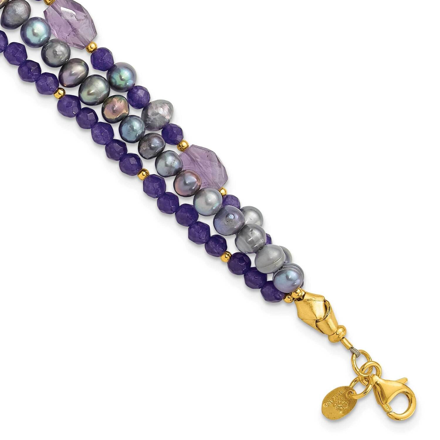 Gold-Plated Fwc Pearl Purple Quartz 1 Inch Extender Bracelet Sterling Silver QH5721-8, MPN: QH5721-…