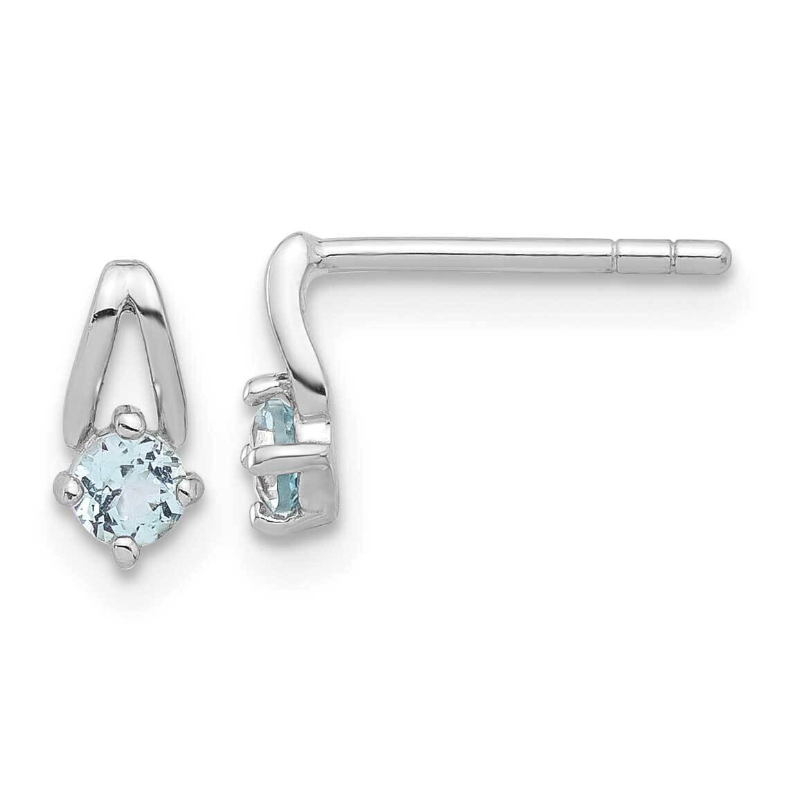 .26Bt Blue Topaz Post Earrings Sterling Silver Rhodium-Plated QE17753BT, MPN: QE17753BT,