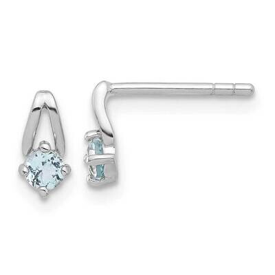 .26Bt Blue Topaz Post Earrings Sterling Silver Rhodium-Plated QE17753BT, MPN: QE17753BT,