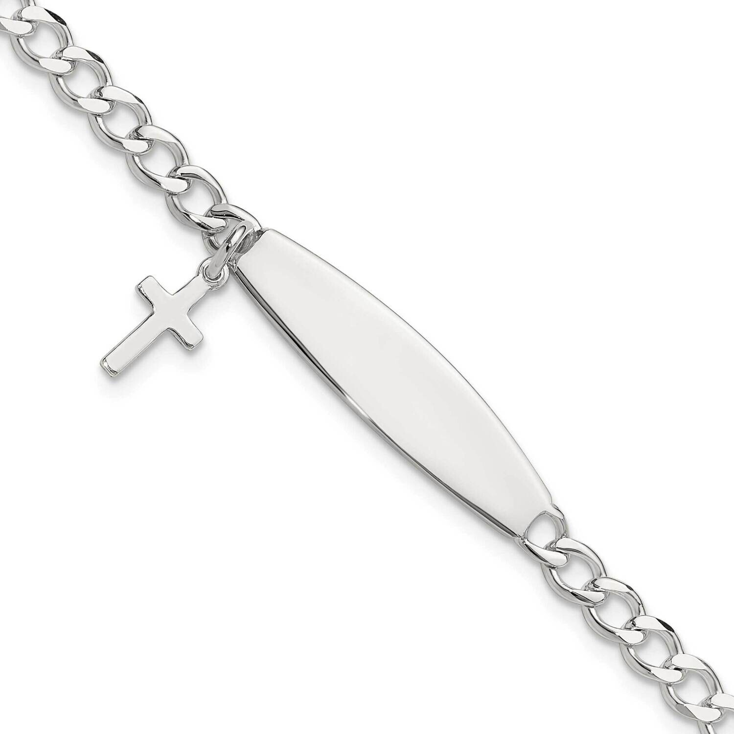 Cross Dangle Id Children&#39;s Bracelet 6 Inch Sterling Silver Polished QID255-6, MPN: QID255-6,