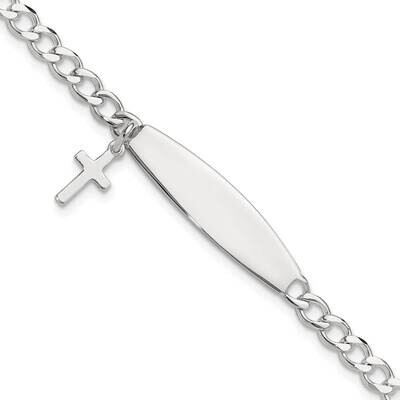 Cross Dangle Id Children&#39;s Bracelet 6 Inch Sterling Silver Polished QID255-6, MPN: QID255-6,