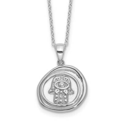Hamsa 18 Inch Necklace Sterling Silver Rhodium-Plated QG6592-18, MPN: QG6592-18,