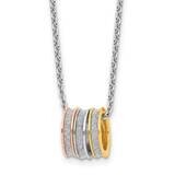 Rh-Plated Yell Rose-Tone Glitter Fabric 2 Inch Extension Necklace Sterling Silver QG6630-18, MPN: Q…