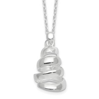 Silver-Plated Swirl Pendant Necklace Sterling Silver Polished QG6526-18, MPN: QG6526-18,