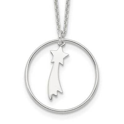 Shooting Star Circle Pendant Necklace Sterling Silver Polished QG5687-16, MPN: QG5687-16, 191101921…
