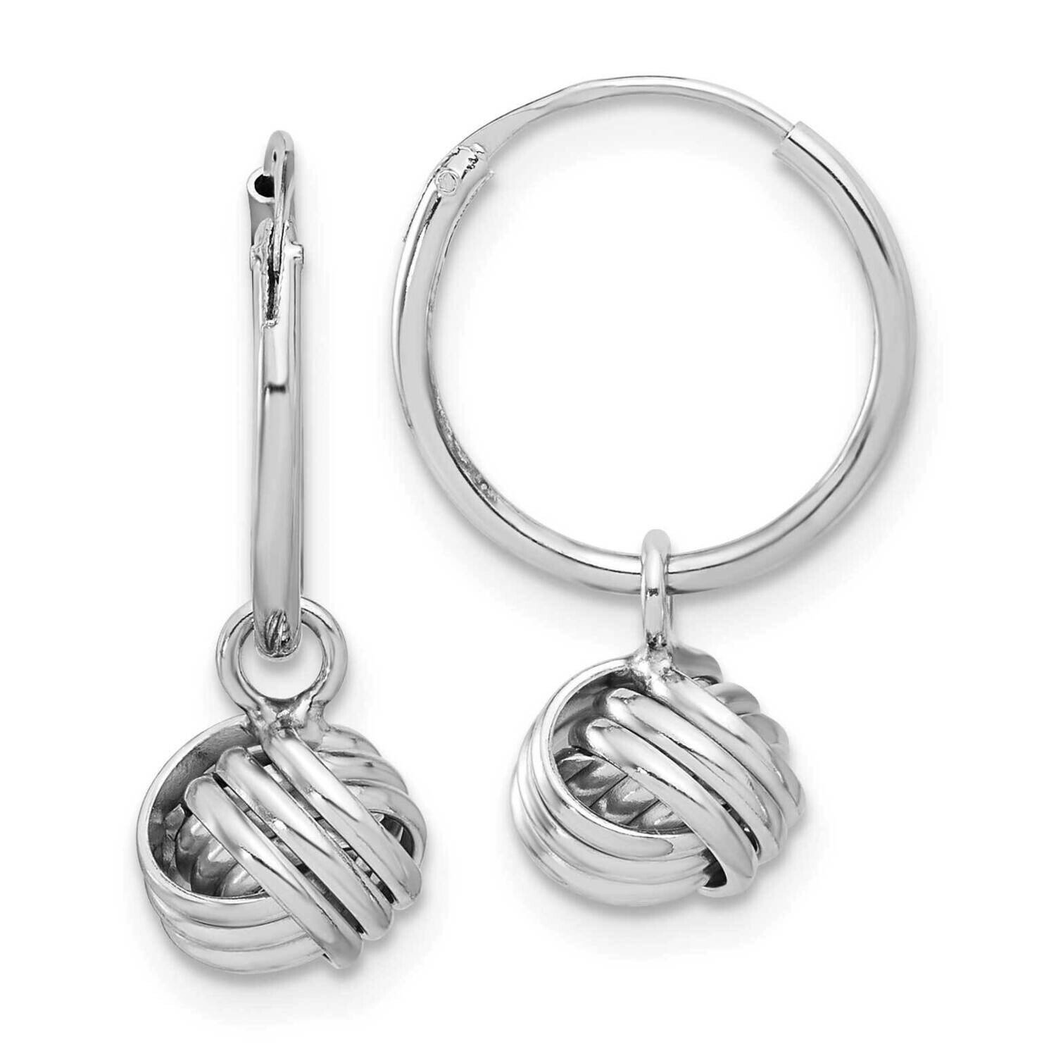 Love Knot Dangle Eternity Hoop Earrings Sterling Silver Rhodium-Plated QE17484