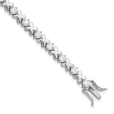 Polished Fancy X&#39;s CZ Tennis Bracelet 8 Inch Sterling Silver Rhodium-Plated QG6460-7.5, MPN: QG6460…