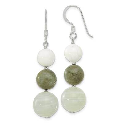 Agate Howlite &amp; Labradorite Beads Dangle Earrings Sterling Silver Polished QE17354, MPN: QE17354,