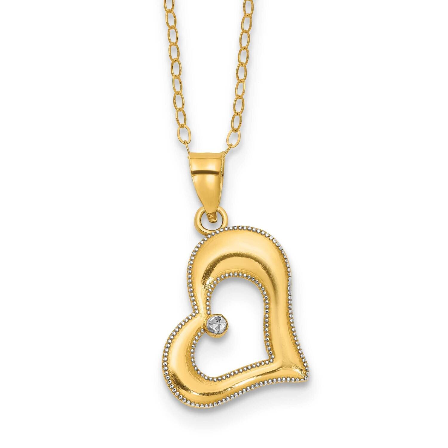 Gold-Tone Rhodium Heart 16 Inch 2 Inch Extender Necklace Sterling Silver QG6608-16, MPN: QG6608-16,