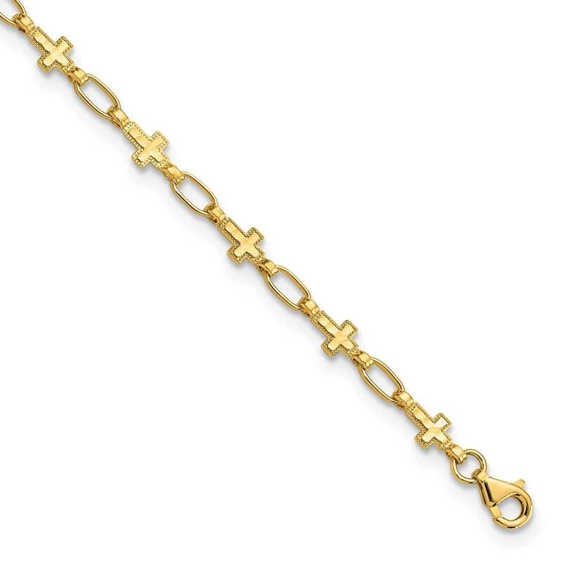 Gold-Tone Cross 9.75 Inch Anklet Sterling Silver QG6308GP-9.75