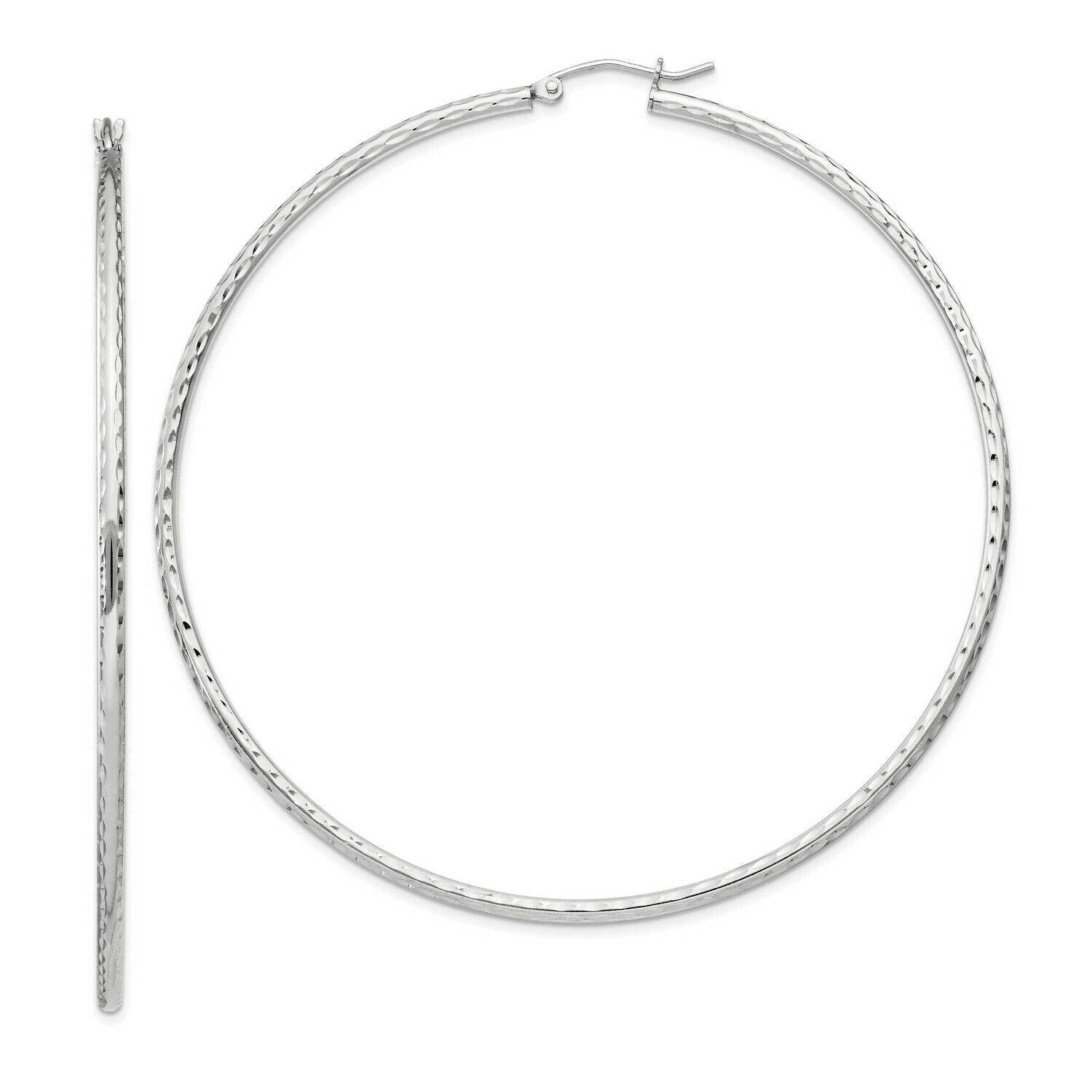 2mm Diamond Cut Hoop Earrings Sterling Silver QE4470SP, MPN: QE4470SP,