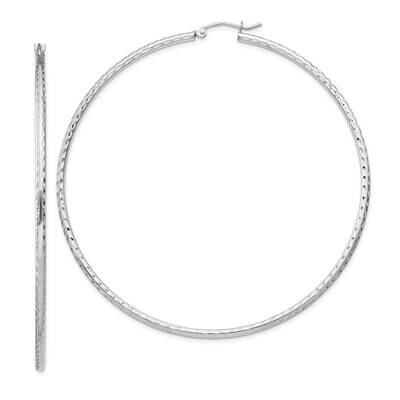 2mm Diamond Cut Hoop Earrings Sterling Silver QE4470SP, MPN: QE4470SP,