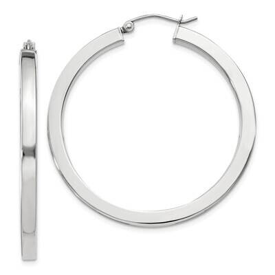 3X40mm Square Tube Hoop Earrings Sterling Silver QE826SP, MPN: QE826SP,