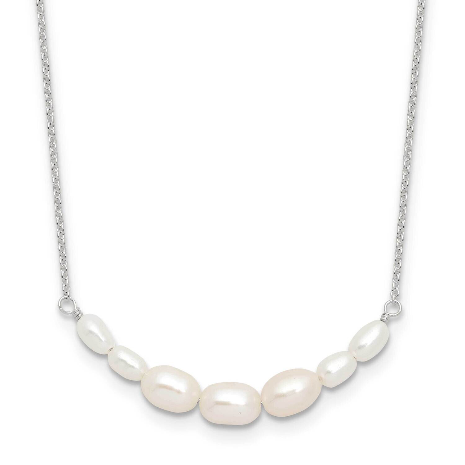 E-Coated Freshwater Cultured Pearl 18 Inch 2 Inch Extension Necklace Sterling Silver QH5807-18