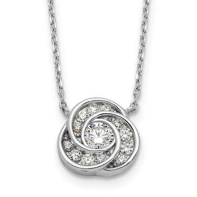CZ Love Knot 16 Inch 2 Inch Extension Necklace Sterling Silver Rhodium-Plated QG6659-16, MPN: QG665…