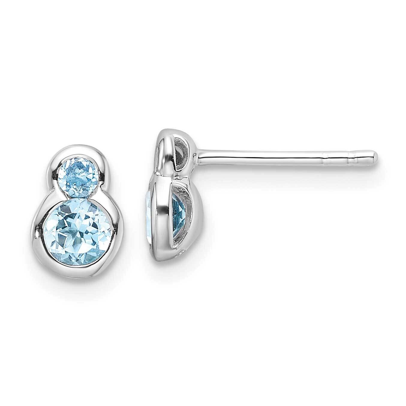 Polished Swiss Blue Topaz Post Earrings Sterling Silver Rhodium-Plated QE17774BT, MPN: QE17774BT,